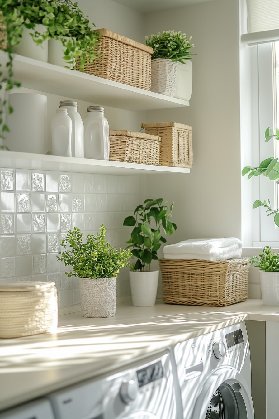 modern laundry room shelving