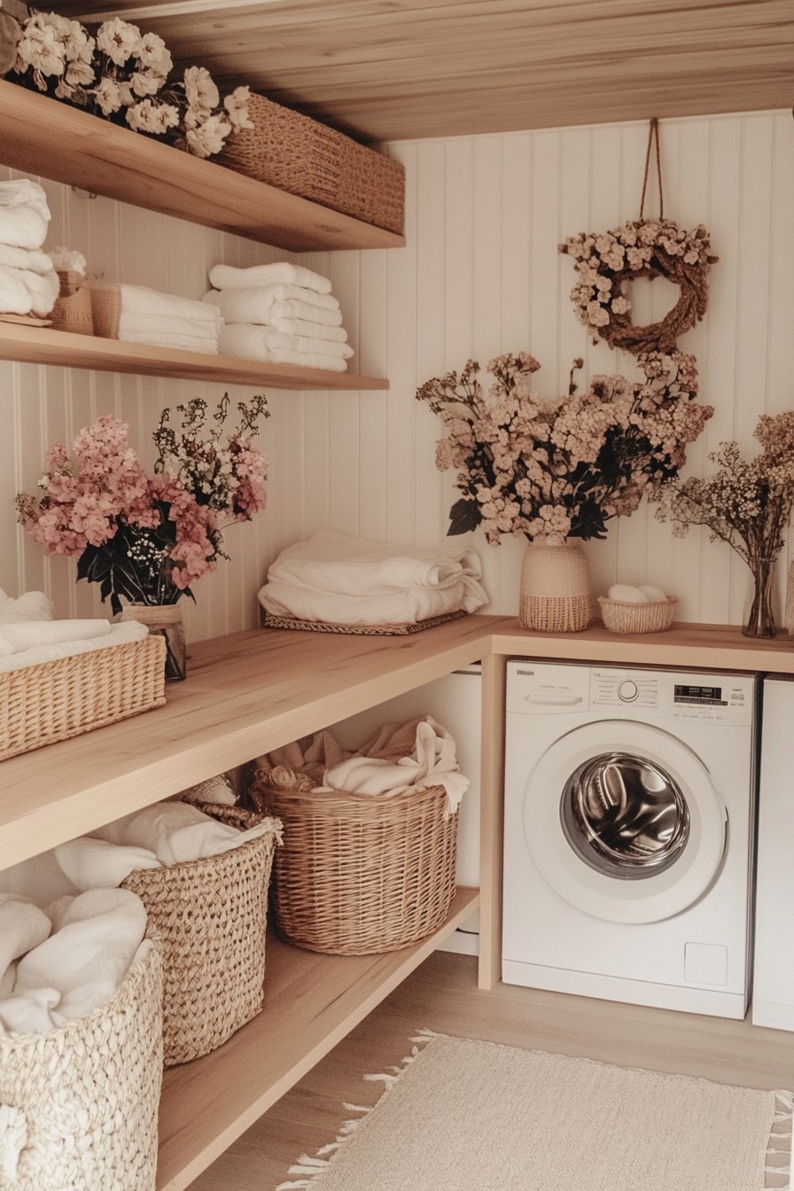 modern laundry room shelving