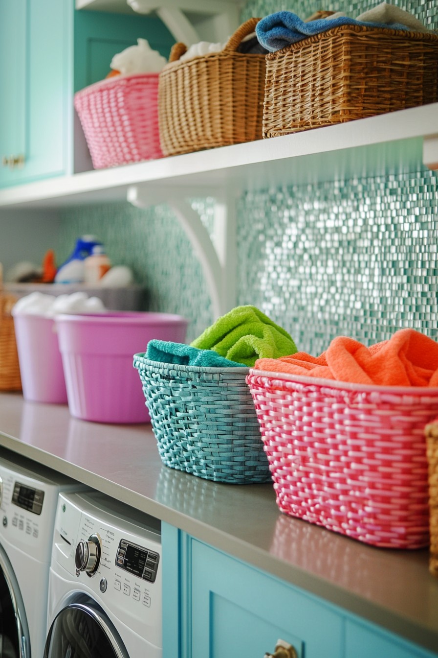 modern laundry room shelving