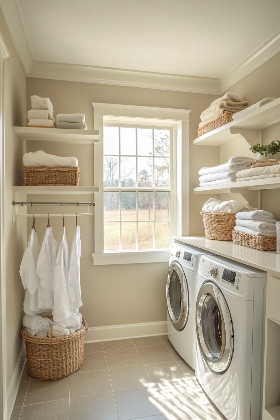 modern laundry room shelving