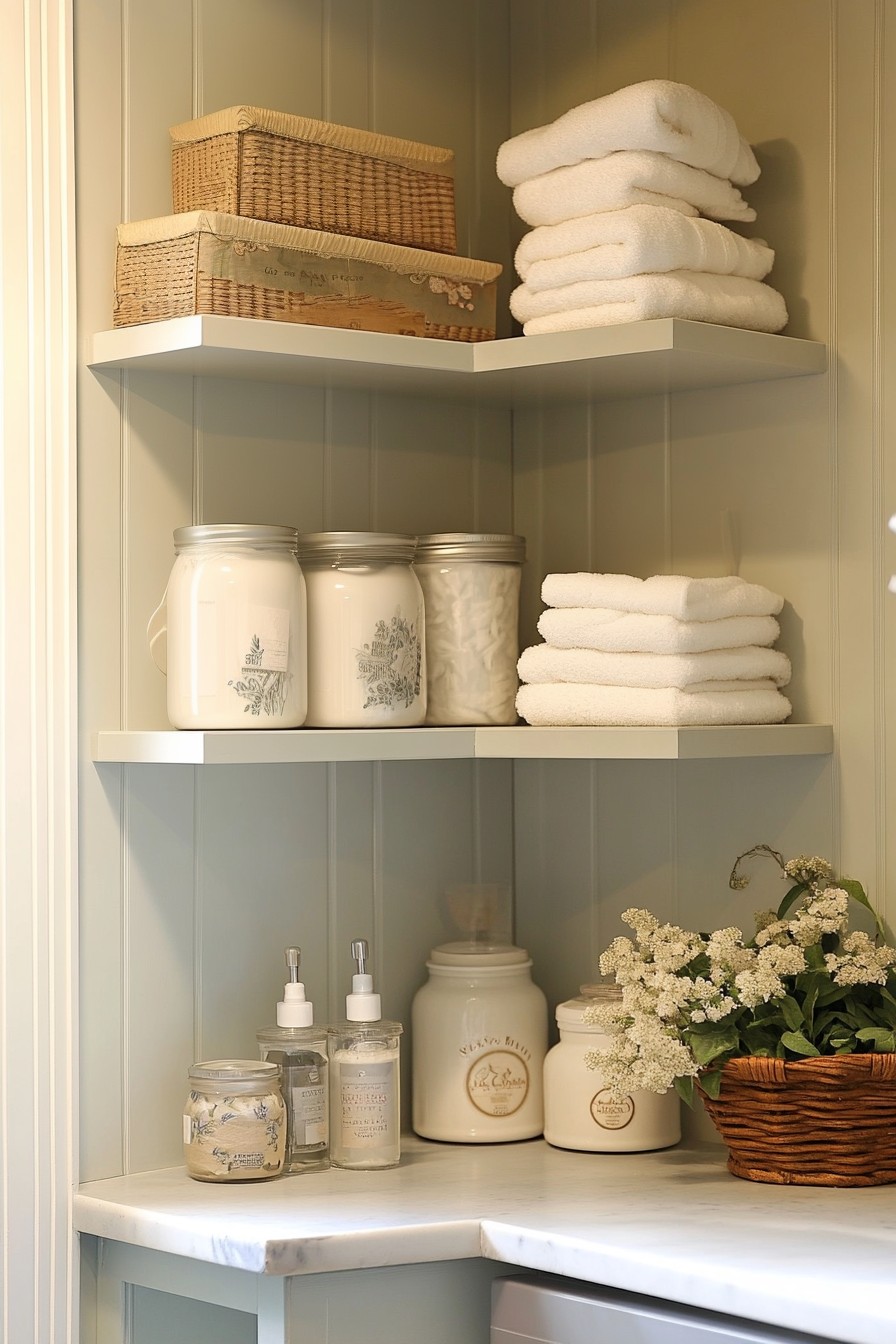 modern laundry room shelving