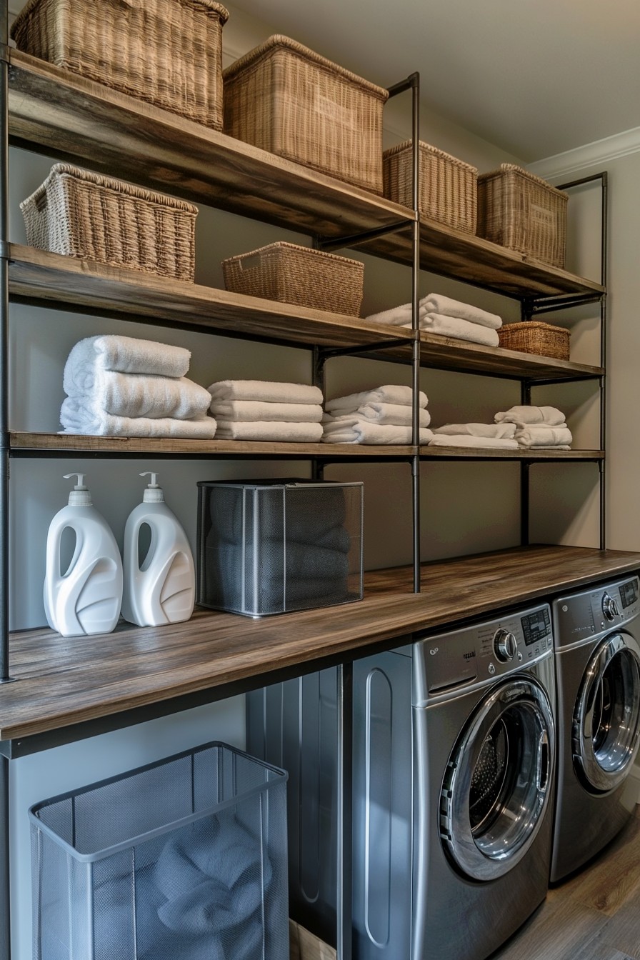 modern laundry room shelving