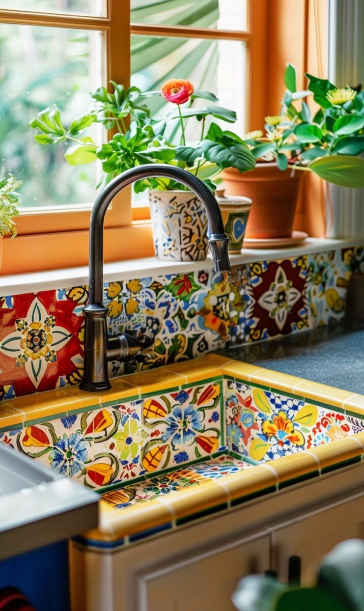 boho kitchen print neutral bohemian kitchen sink... 30 Stunning Bohemian Kitchen Sink Inspirations You'll Love - H.M.G