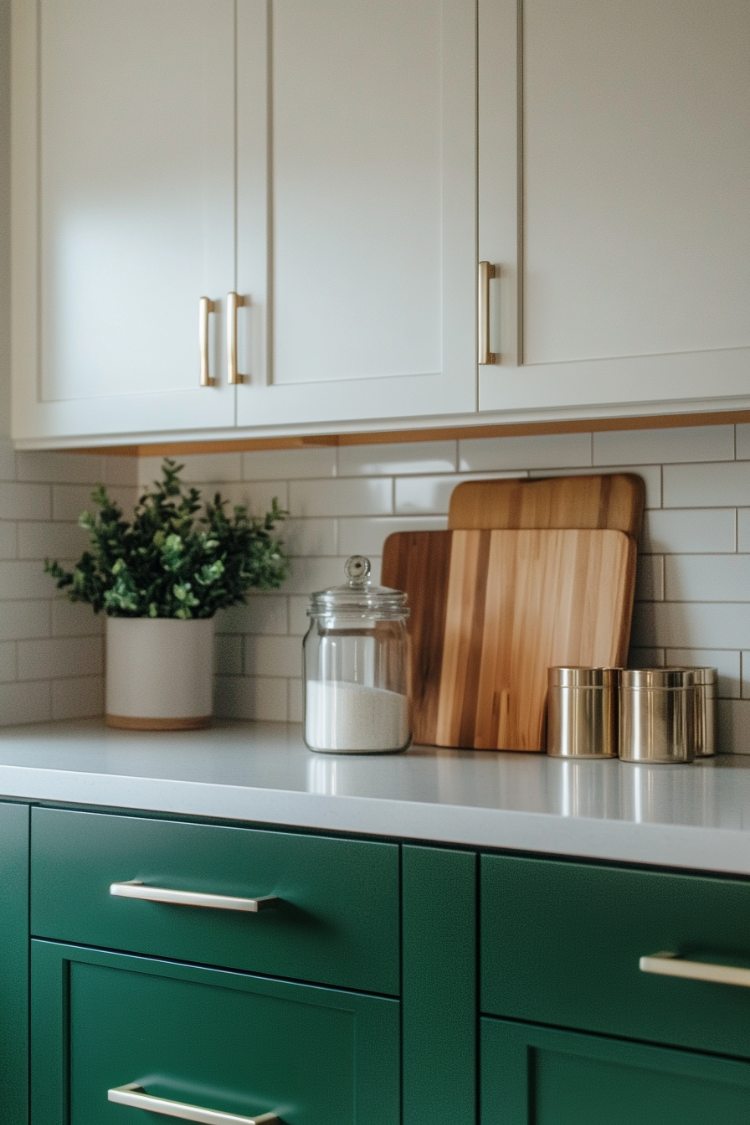 kitchen color schemes with green and white