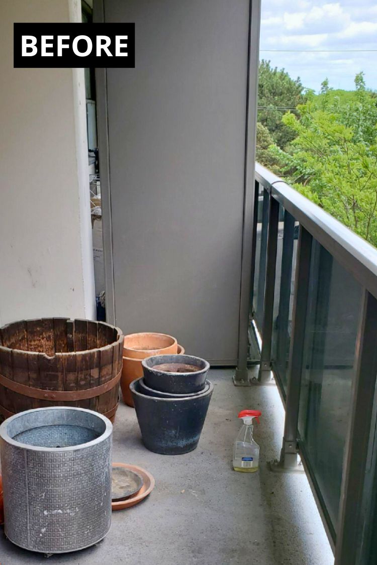 Balcony before transformation, empty with minimal items