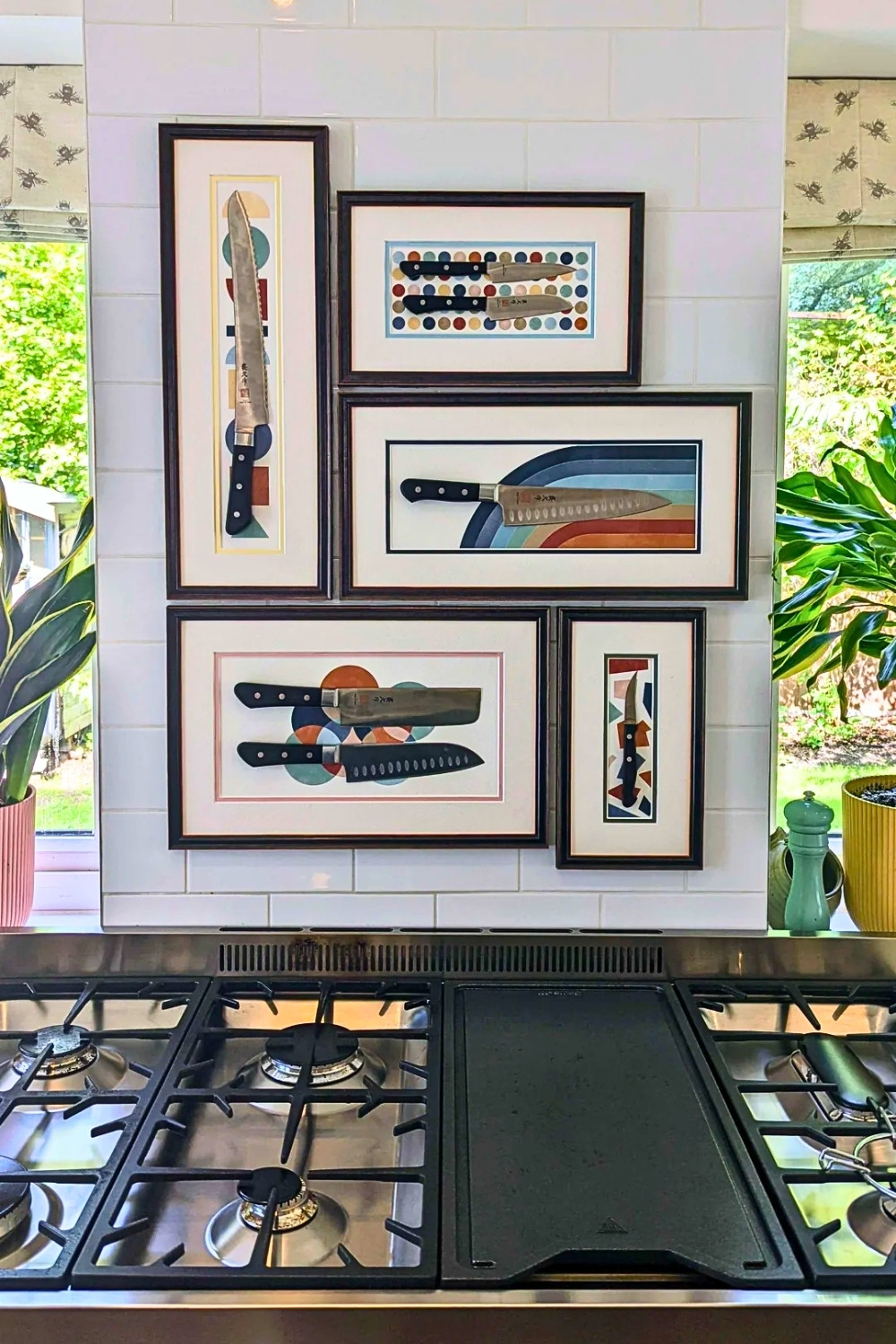 Framed Knife Art Kitchen Counter Storage Wall Display