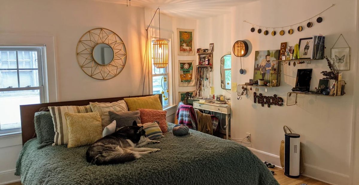 boho green bedroom
