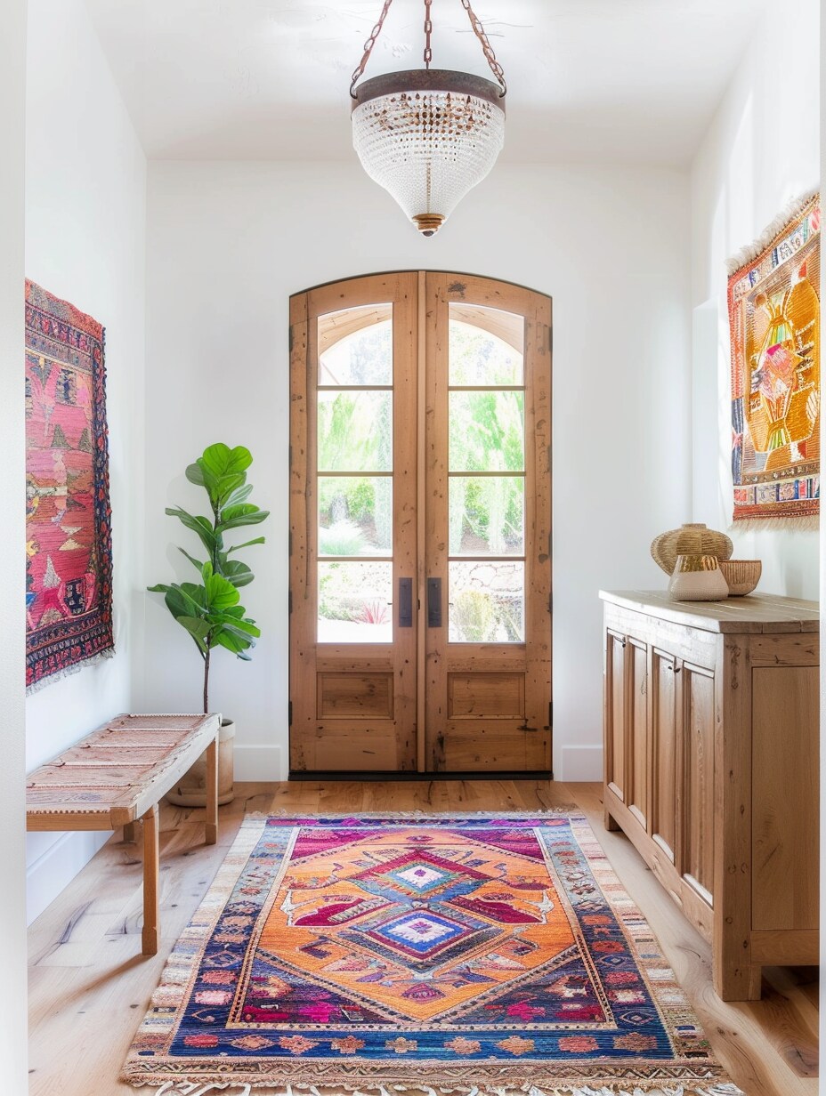 Boho entryway with rug 1