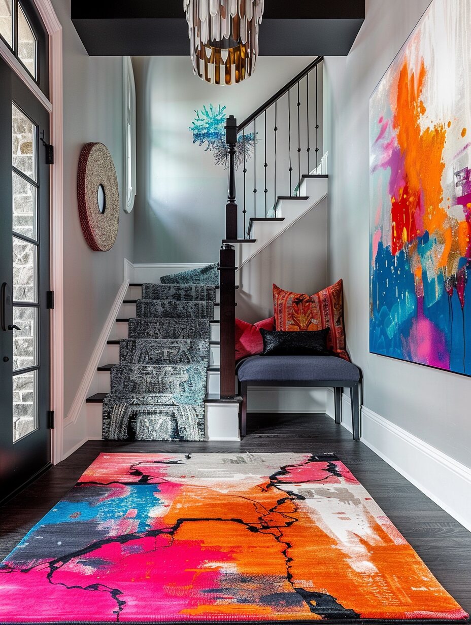 Boho entryway with rug 2