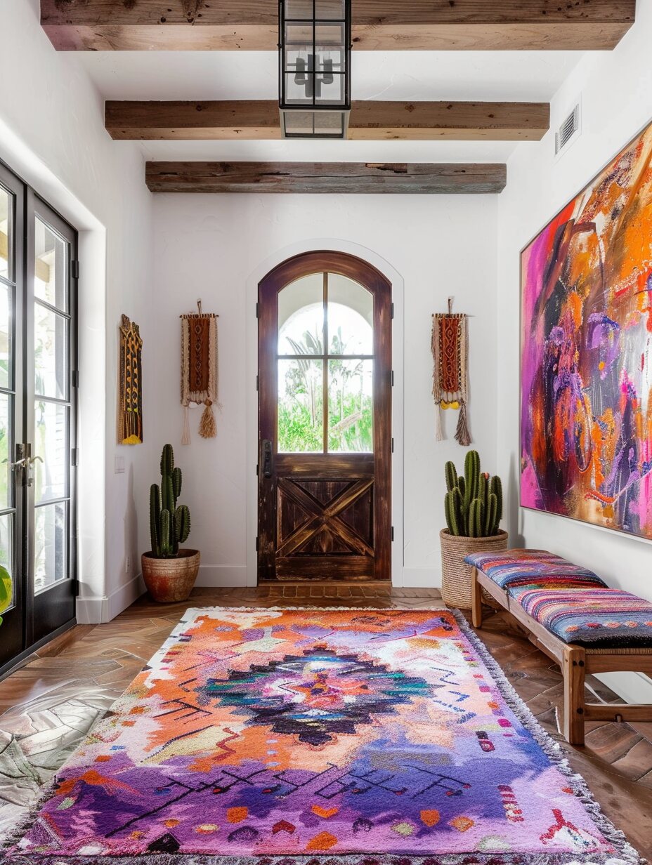 Boho entryway with rug 3