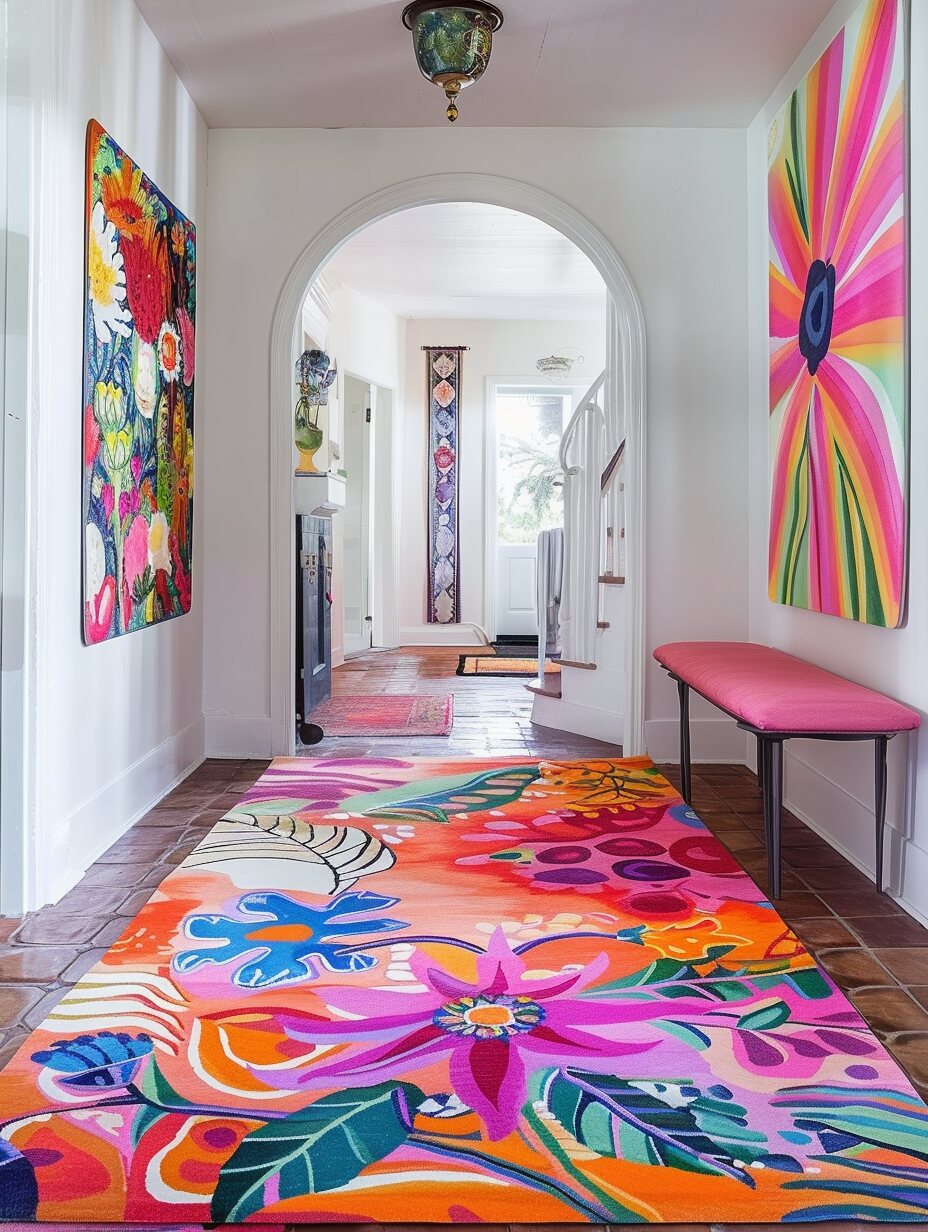 Boho entryway with rug 4