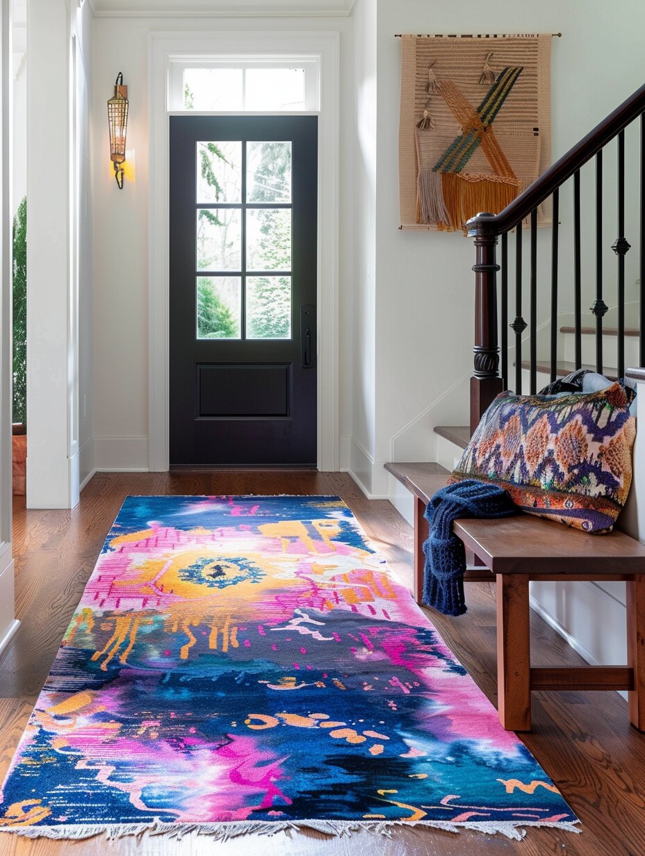 Boho entryway with rug 6