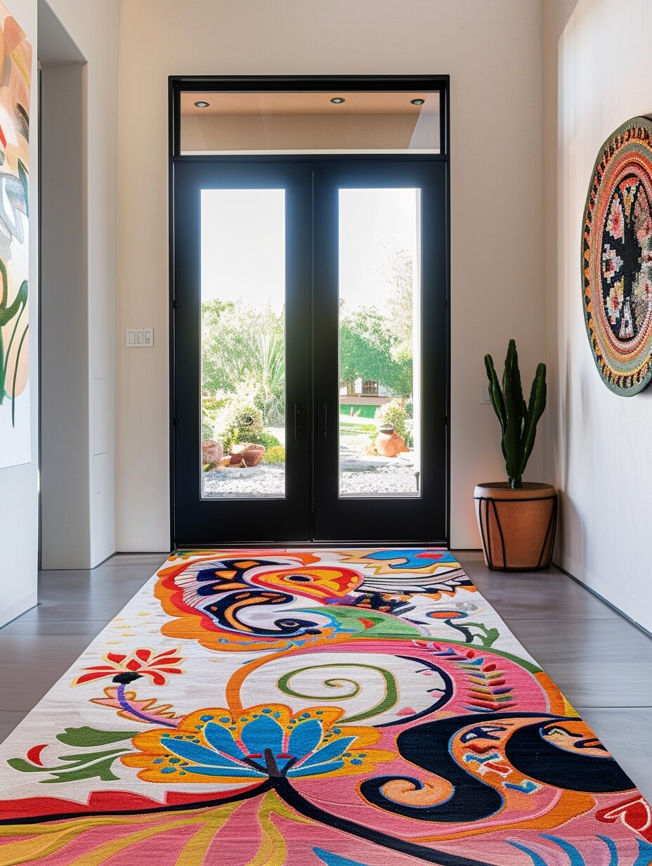 Boho entryway with rug 7