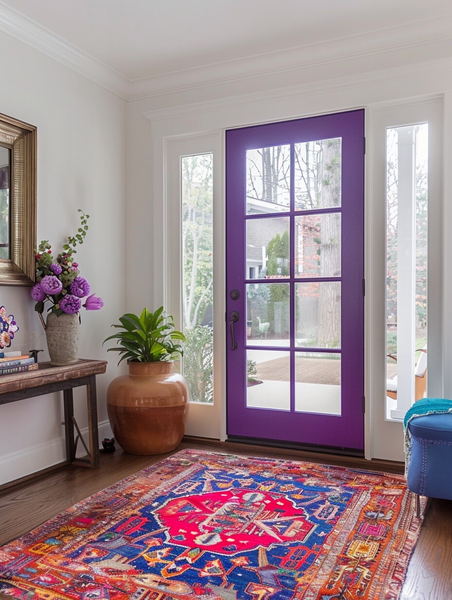 Boho entryway with rug 9