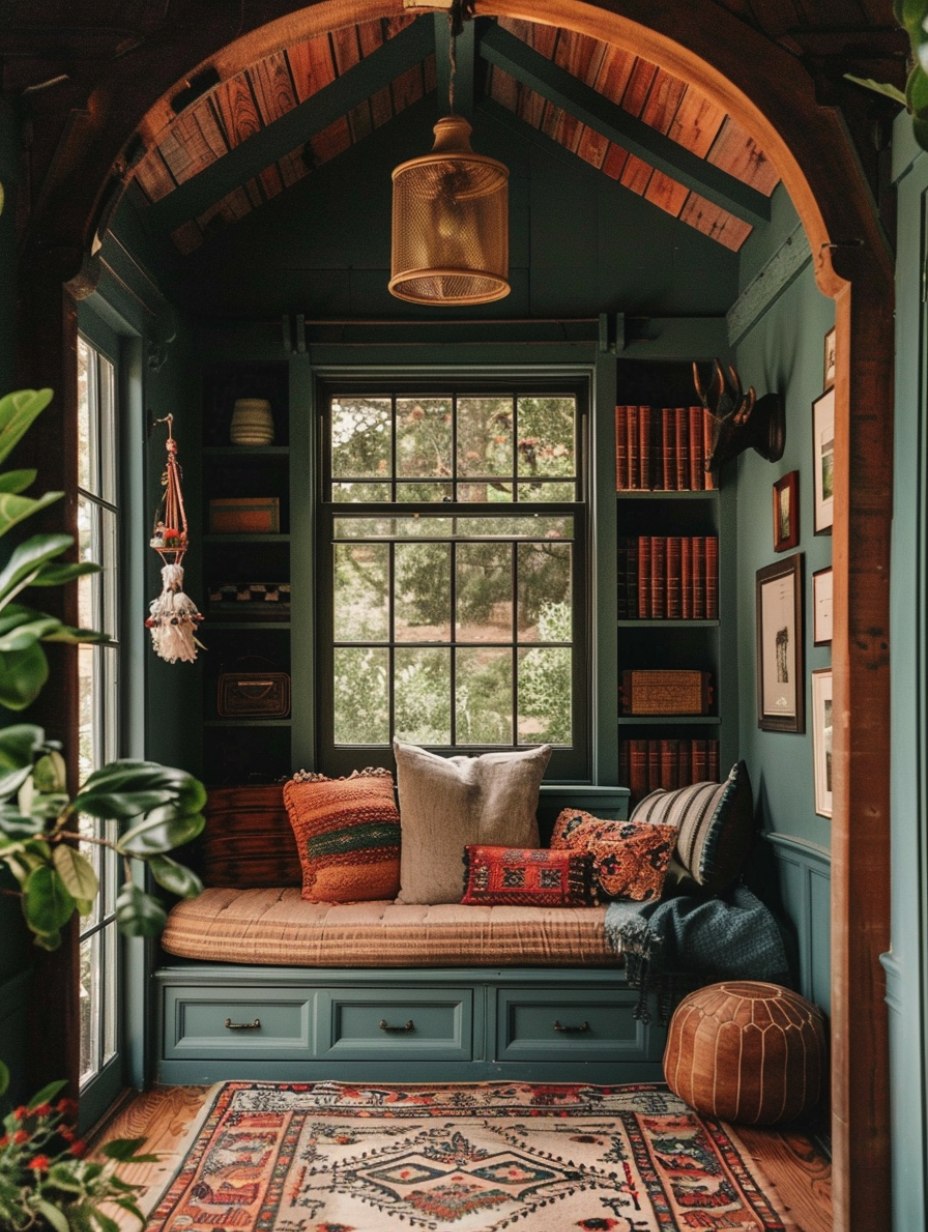 a bay window reading nook