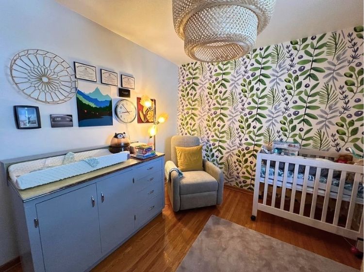 blue and green gender neutral boho nursery