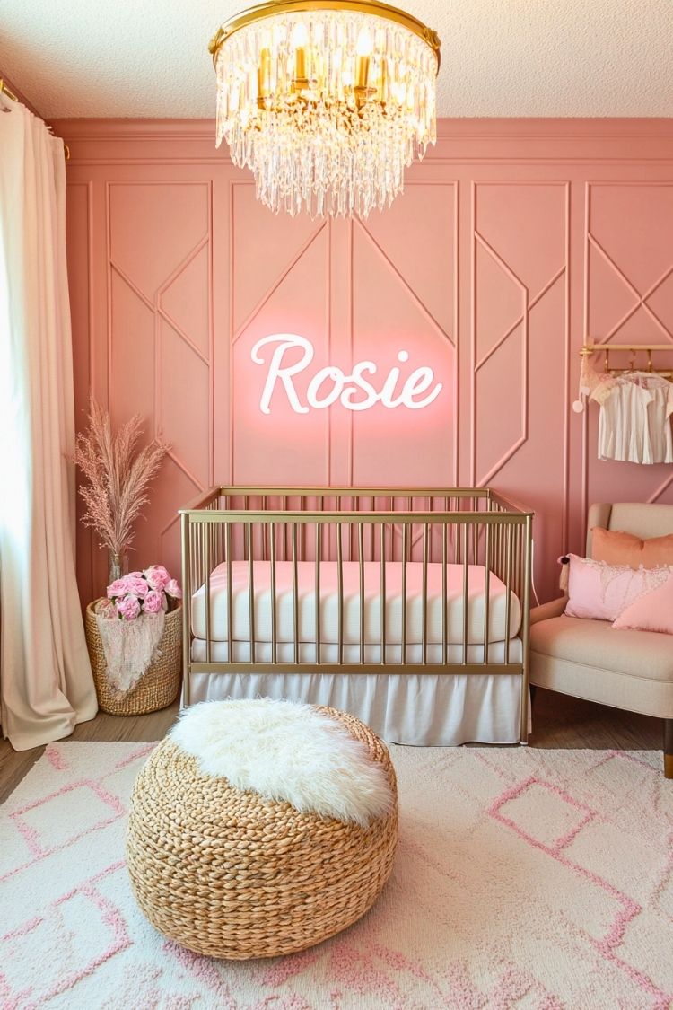boho pink girl nursery
