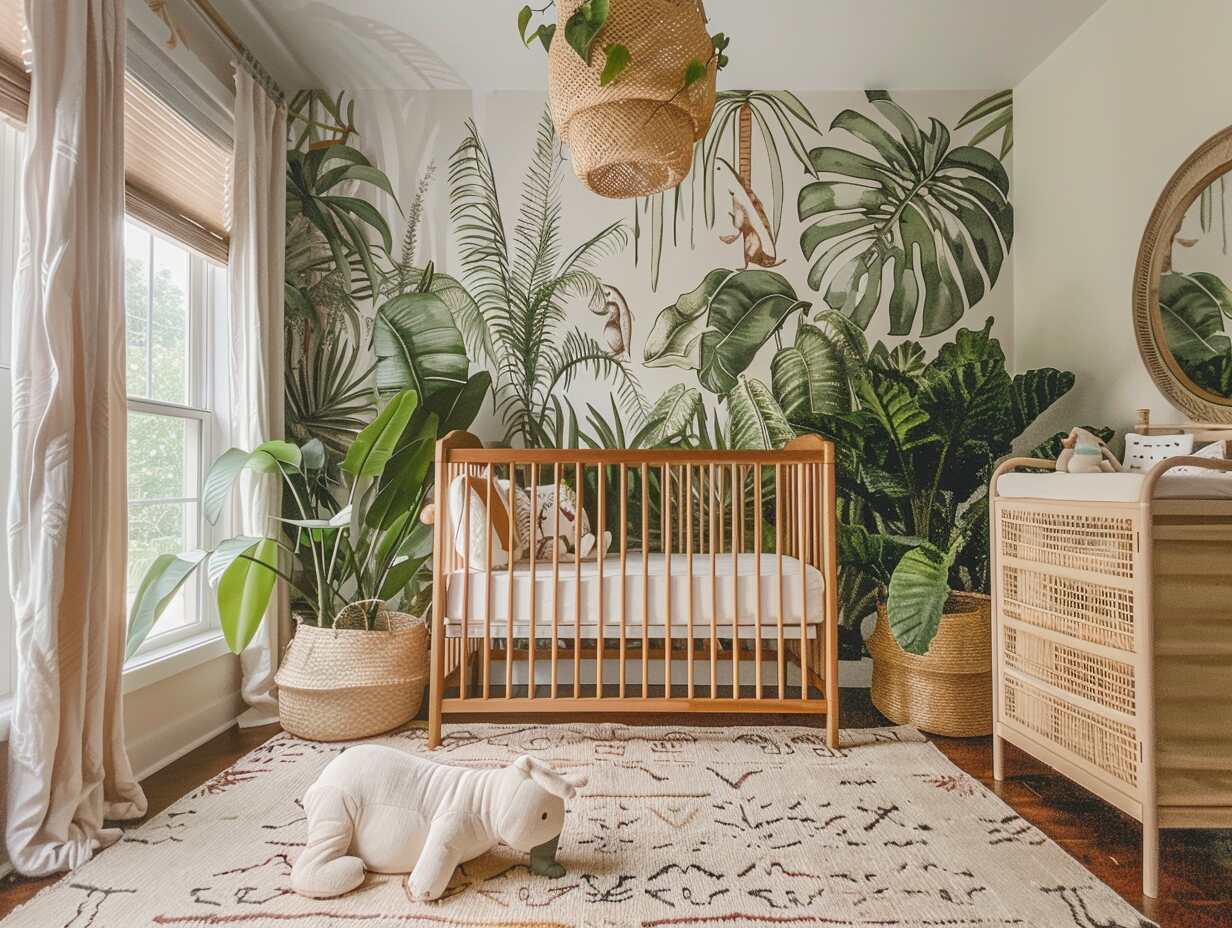 jungle-themed boho nursery neutral - 1