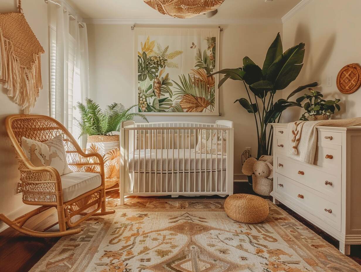 jungle-themed boho nursery neutral - 4