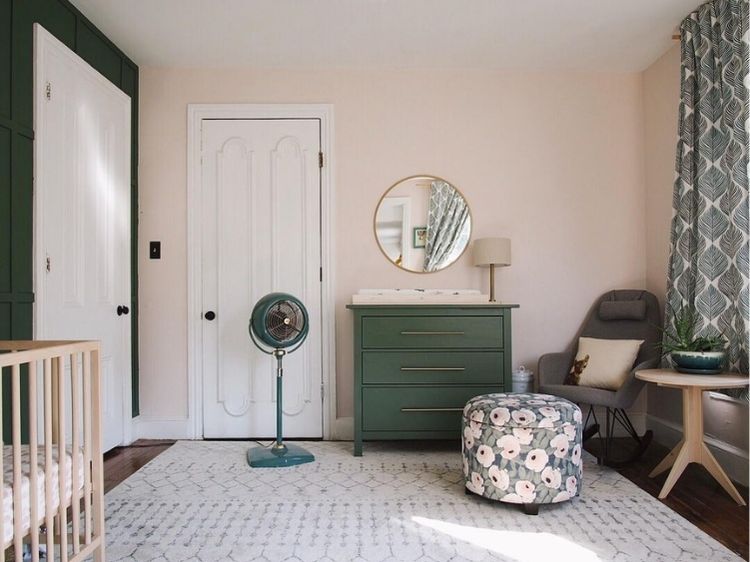 modern boho green girl nursery