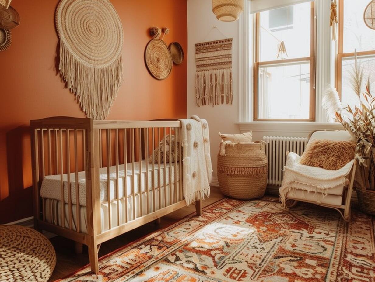 orange boho nursery neutral - 1