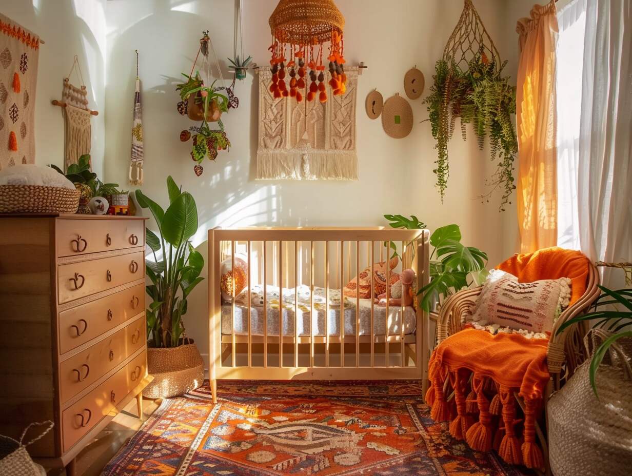 orange boho nursery neutral - 2