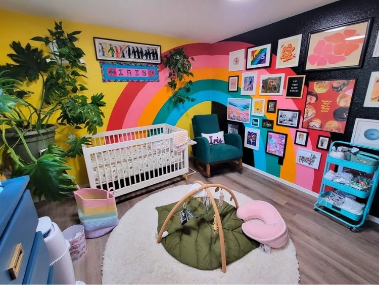 rainbow boho girl nursery 