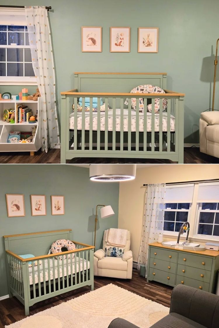 sage green gender neutral boho nursery (2)