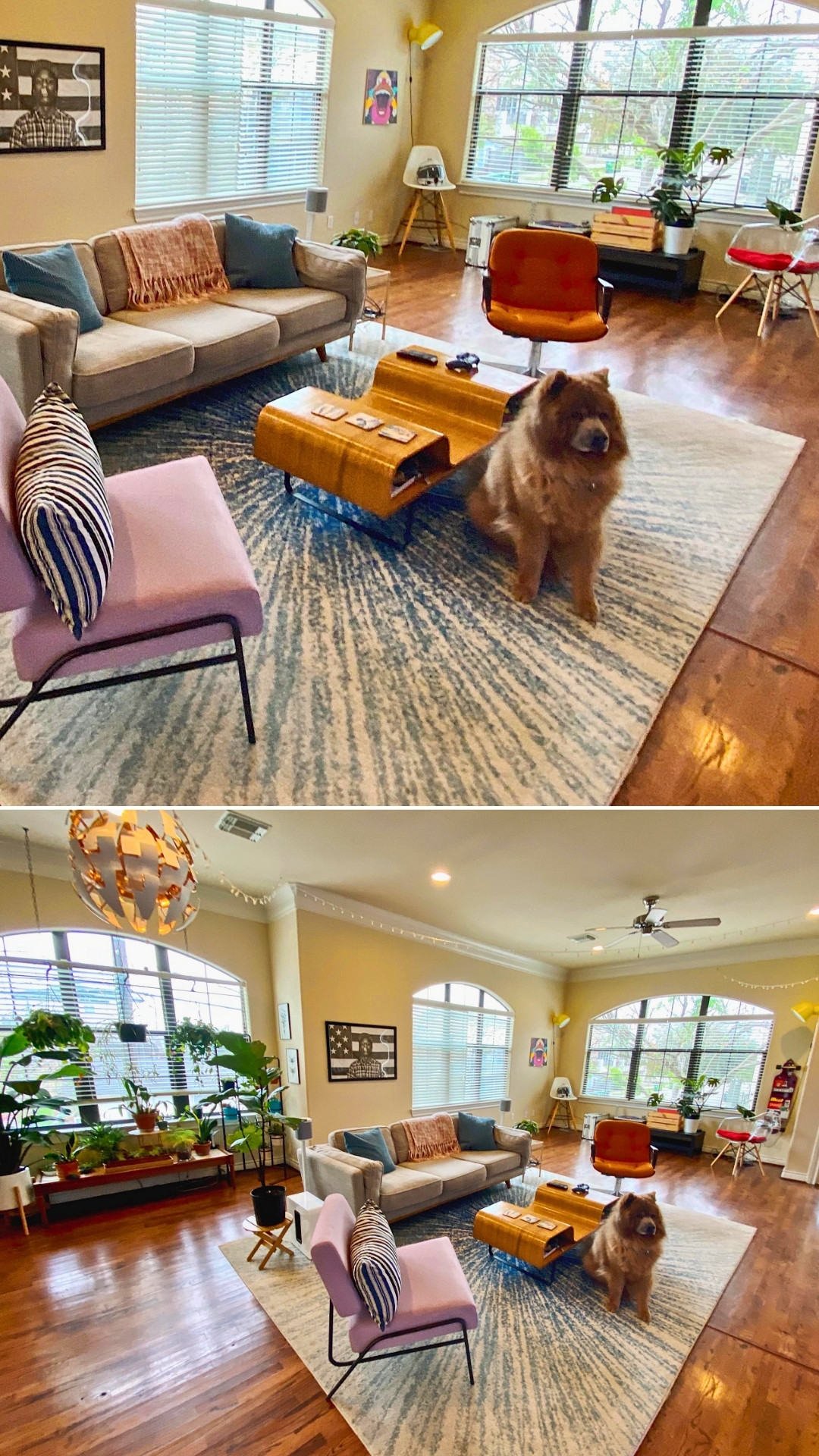 Restored Vintage Ikea Coffee Table in a Retro Boho-Chic Living Room