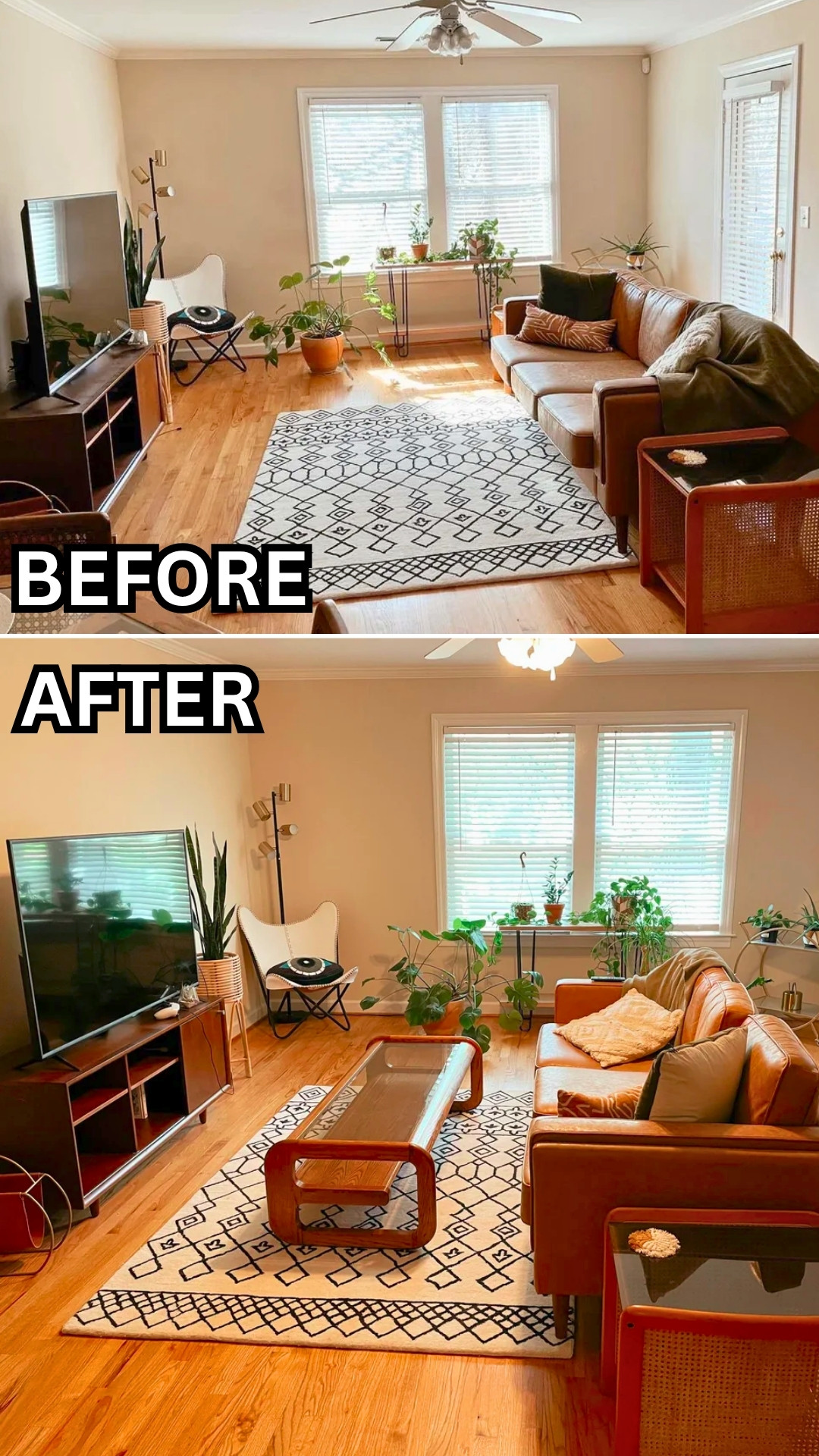 Thrifted Lou Hodges Coffee Table Styled in an Earthy Boho Living Room