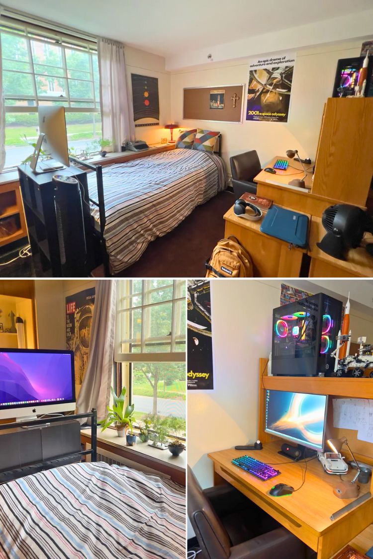 guy dorm room with space theme