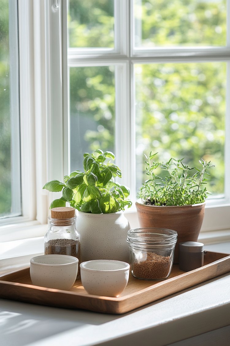 kitchen window sill decor