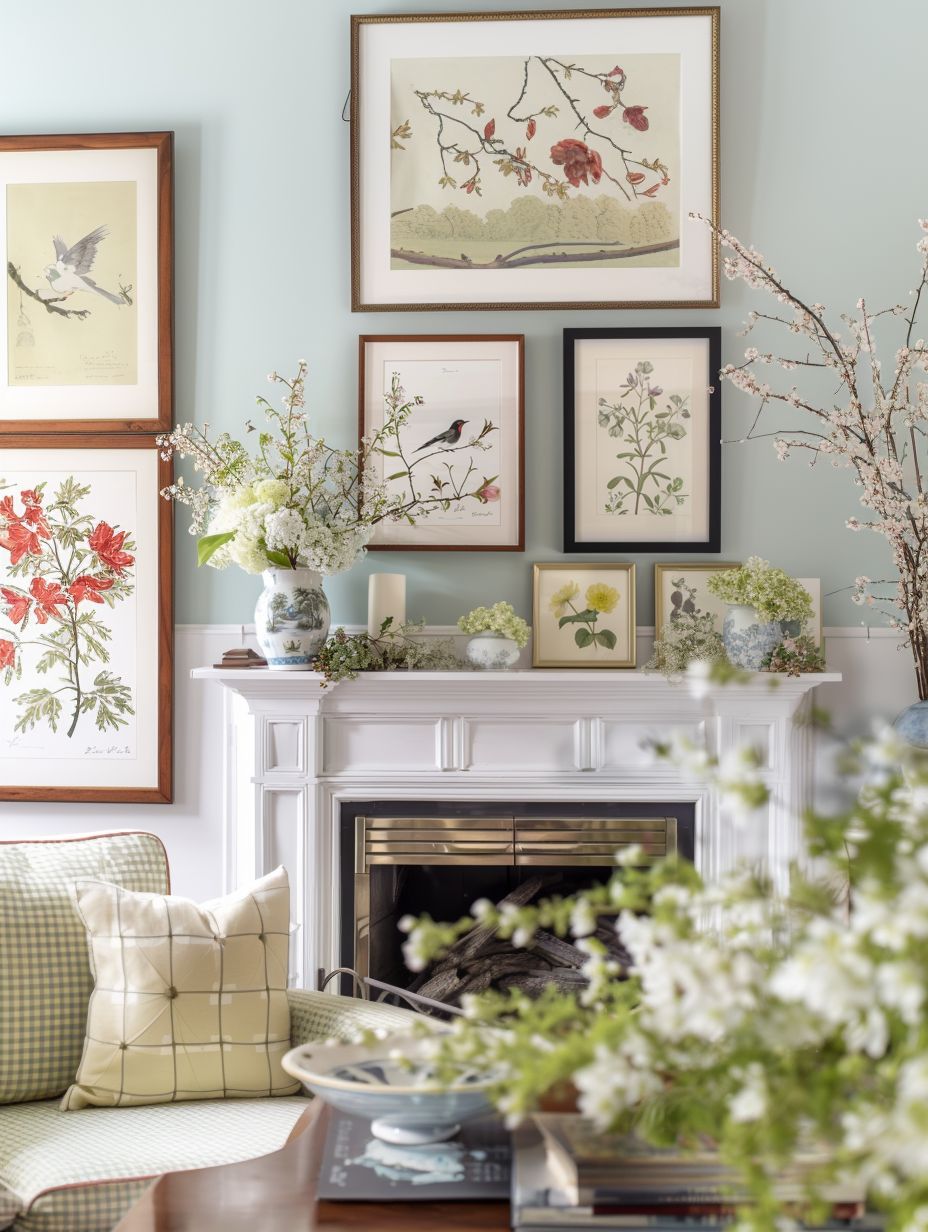 spring mantel decorations arts on the wall