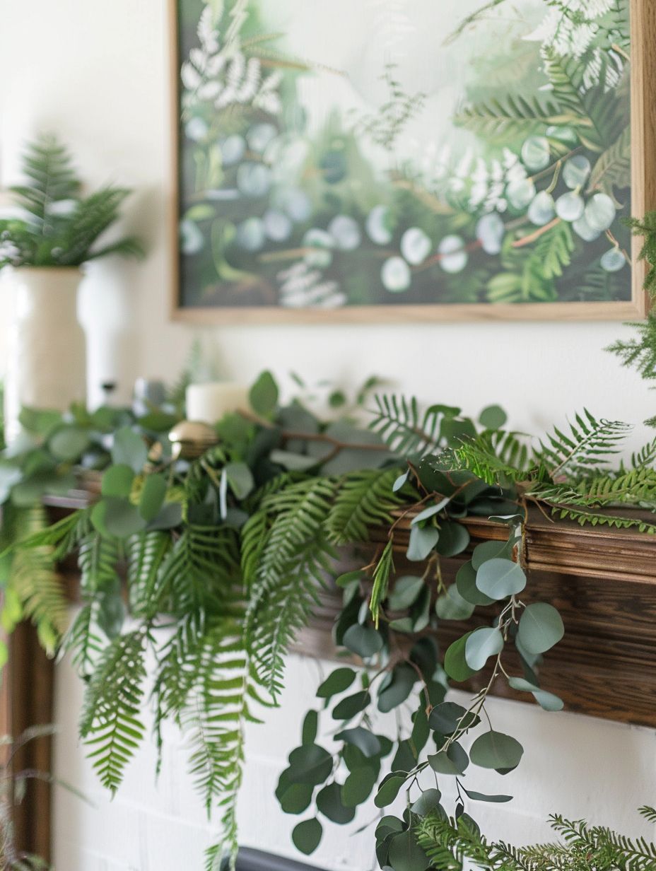 spring mantel decorations with greenery garlands