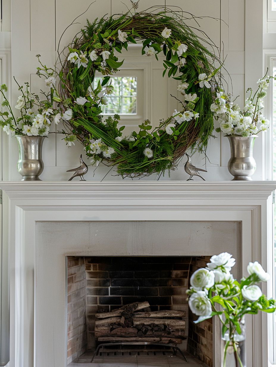 spring mantel decorations with simple style