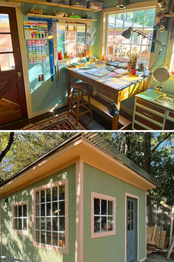 20+ Fabulous She Shed Office Ideas for a Cozy Workspace - H.M.G