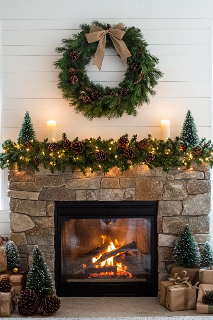 Christmas mantel decor