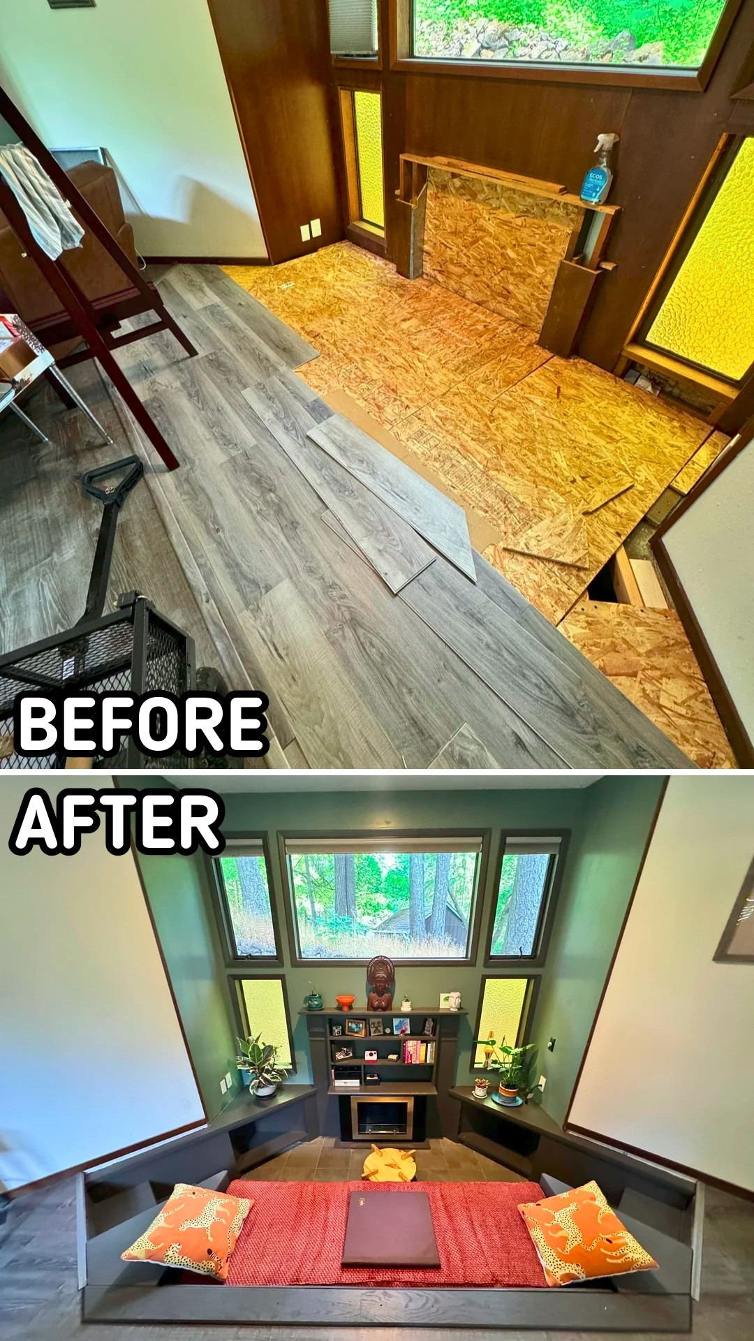 DIY Sunken Reading Pit Makeover with Dark Cozy Aesthetic