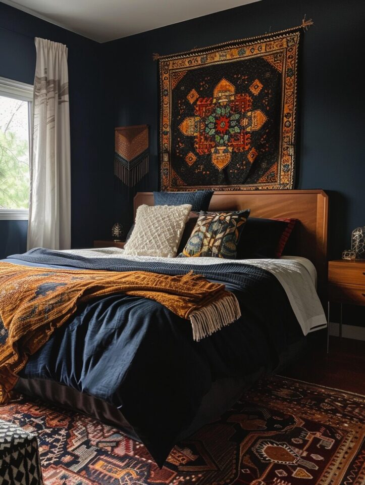15+ Gorgeous Dark Boho Bedroom Ideas You'll Fall in Love With - H.M.G