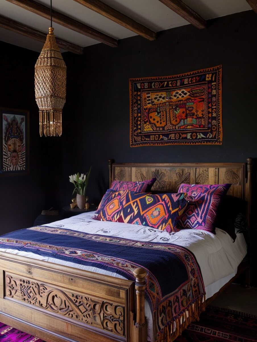 19 Gorgeous Dark Boho Bedroom Ideas You'll Fall in Love With - H.M.G