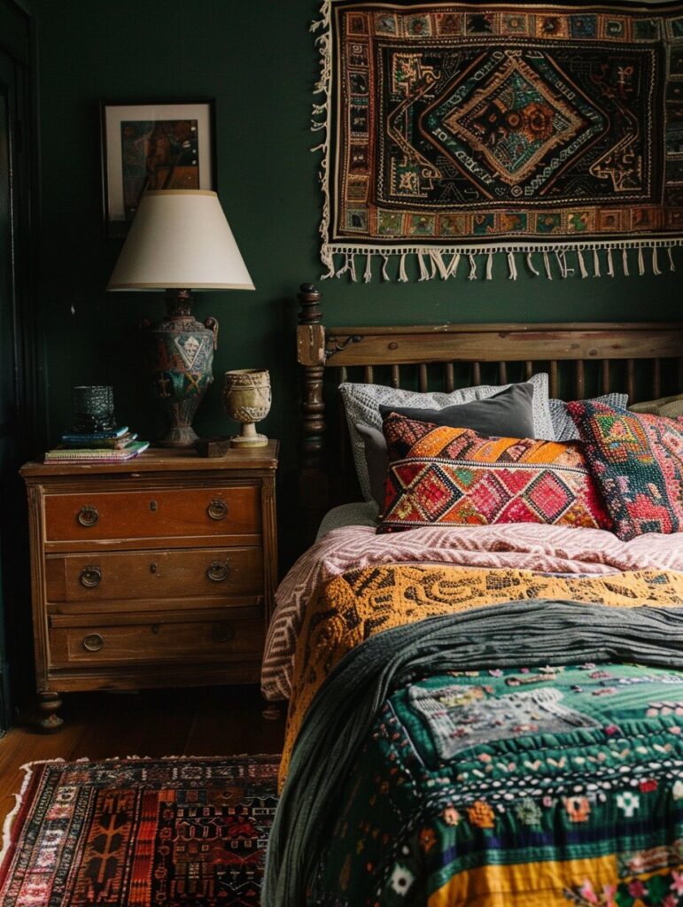 19 Gorgeous Dark Boho Bedroom Ideas You'll Fall in Love With - H.M.G