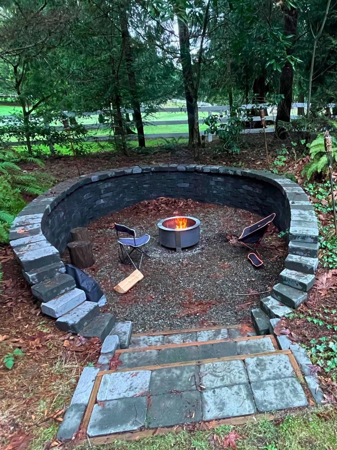 Sunken Backyard Fire Pit with Smokeless Insert