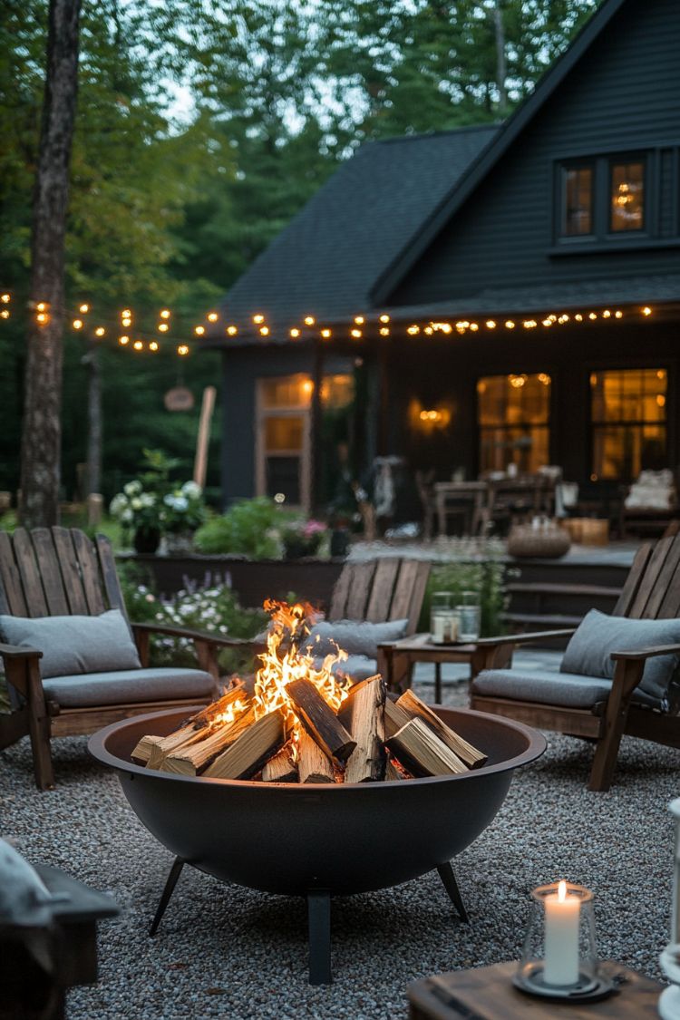 a simple firepit in the backyard