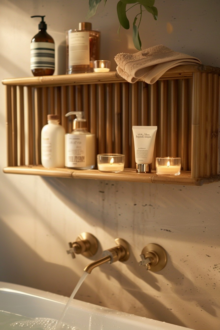 bathroom shelf ideas over the bath tub