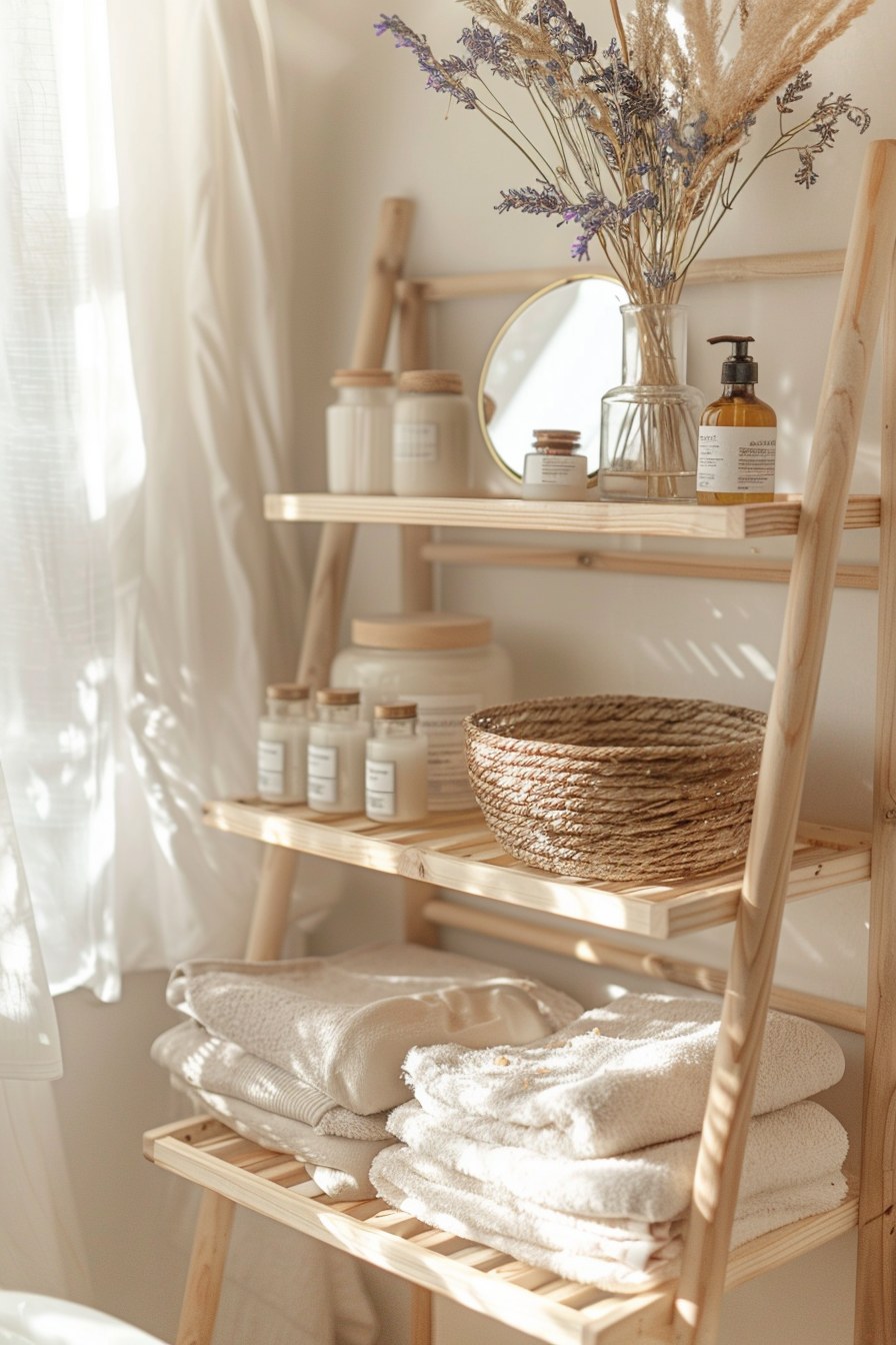 boho bathroom shelving