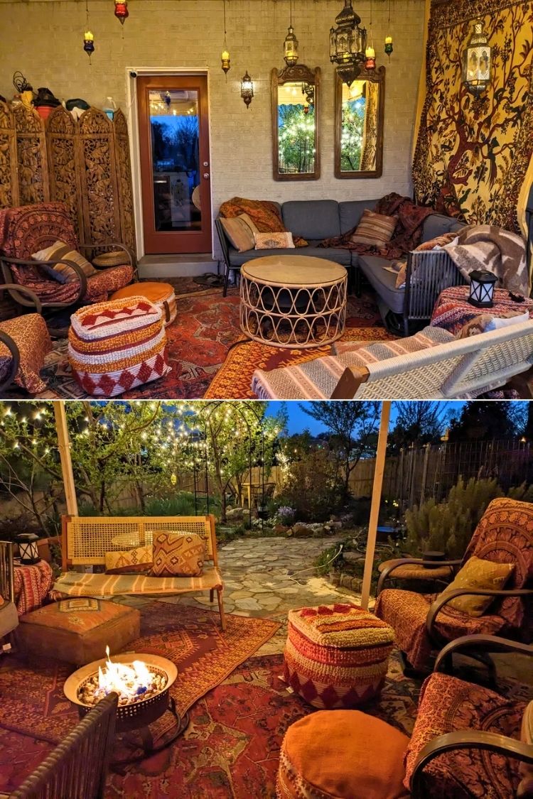 boho small apartment patio