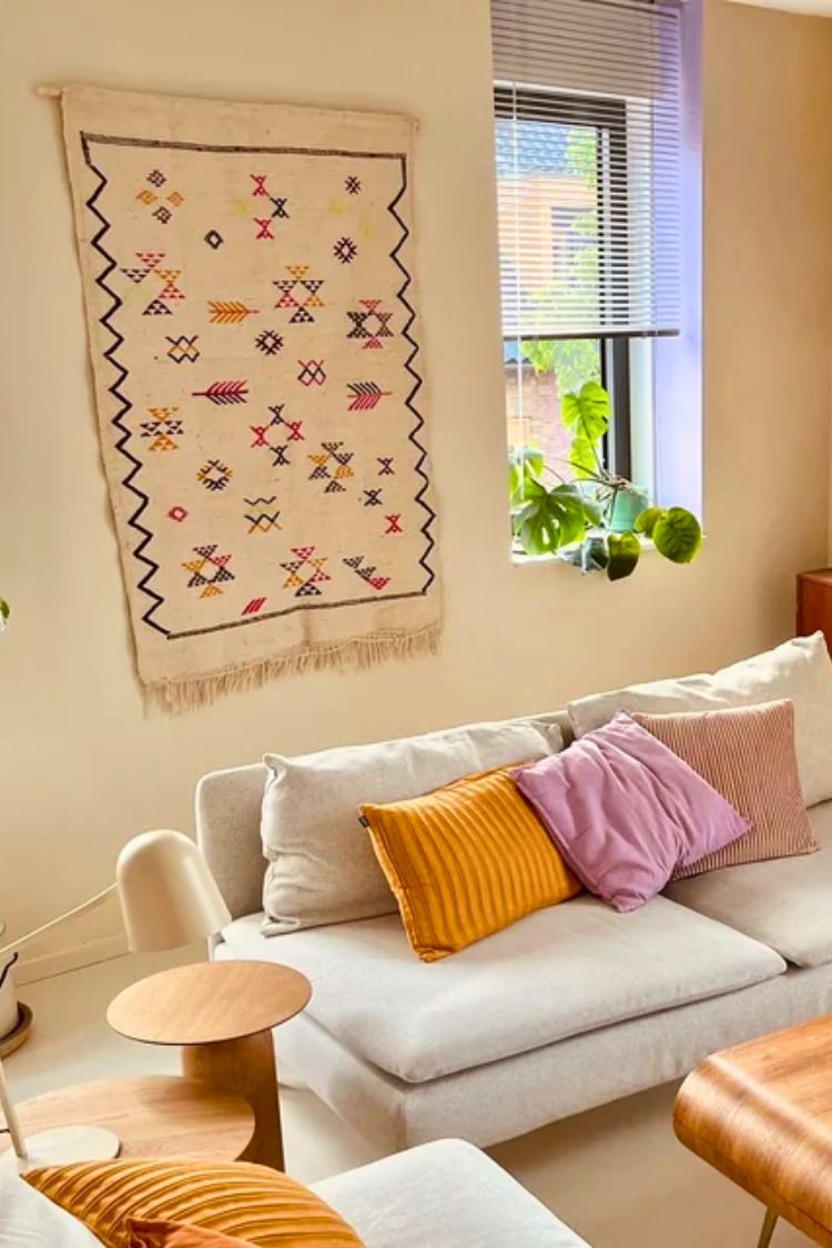 boho tapestry above the couch