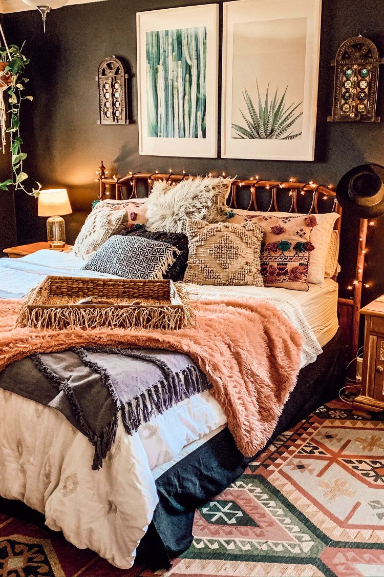 dark boho bedroom
