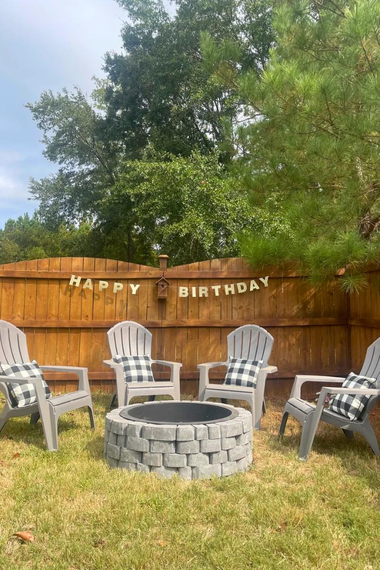 fire pit landscaping idea in backyard