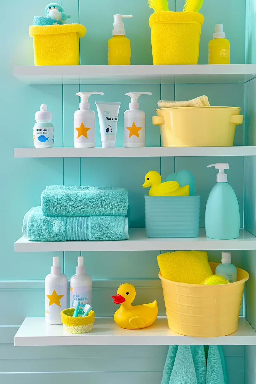 floating bathroom shelves for kids